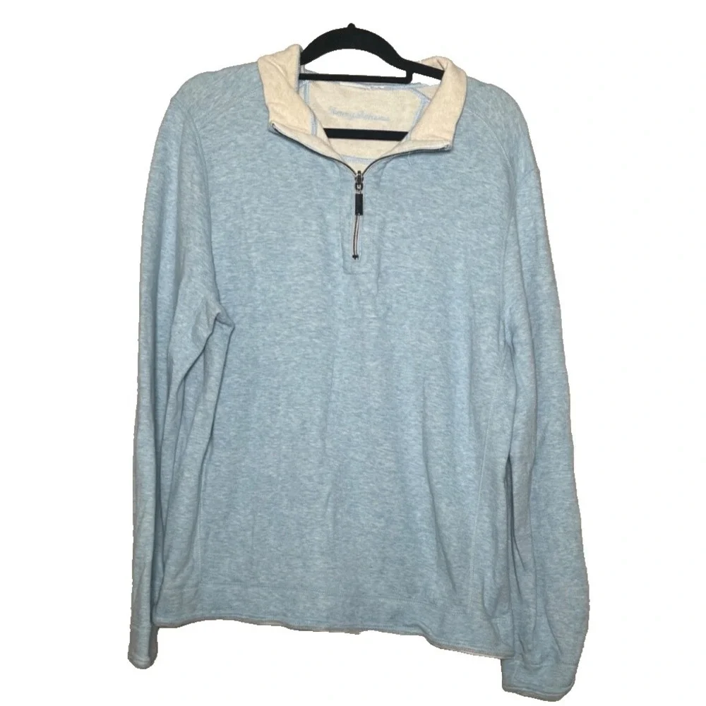 Tommy Bahama 1/4 Zip Pullover Sweater Men's XL Blue Golf Preppy Coastal